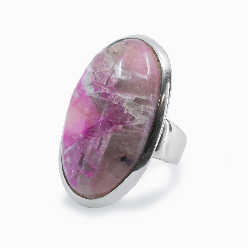 Pink Oval Cabochon Cobaltian Calcite Ring In Sterling Silver