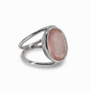 Oval Faceted Pink Rose Quartz Halo Ring Made In Earth