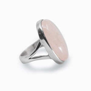 Pale Pink Rose Quartz Cabochon Ring Made In Earth