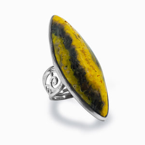 Marquis Filagree Bumblebee Jasper Yellow and Black Ring Made In Earth
