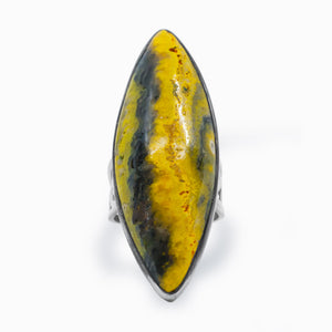 Marquis Filagree Bumblebee Jasper Yellow and Black Ring Made In Earth