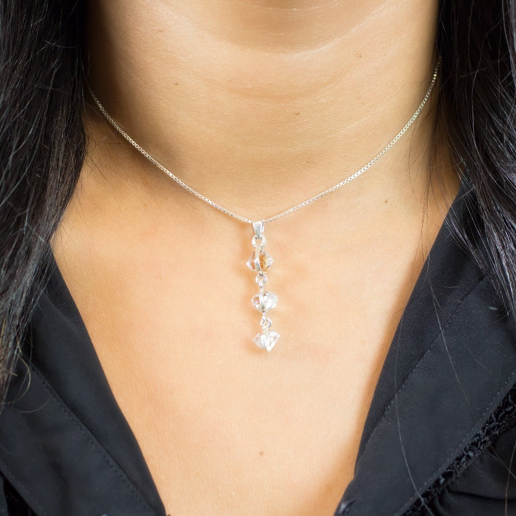 Herkimer Diamond necklace on Model