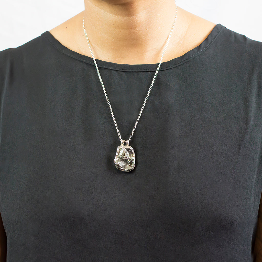 Sikhote-Alin Meteorite Necklace on Model
