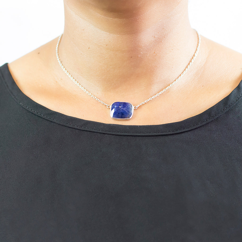 Sapphire Necklace On Model