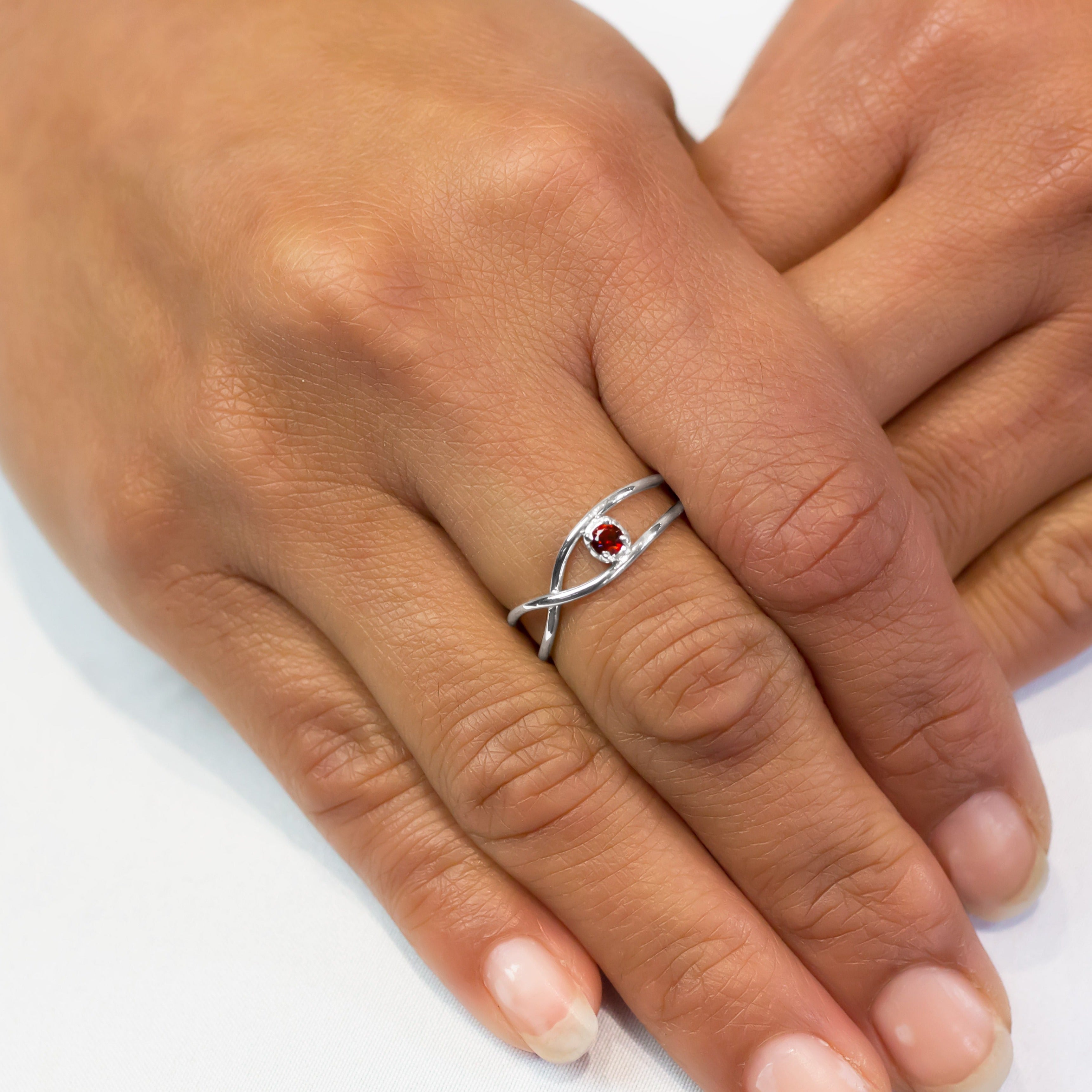 Garnet Birthstone Ring on Model
