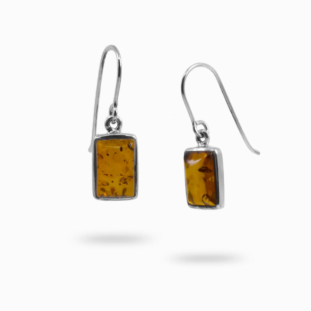 Amber rectangle drop earrings