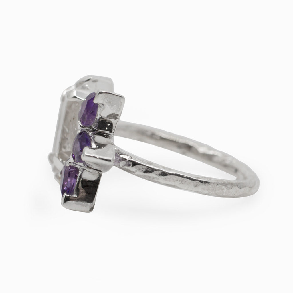 Amethyst & Herkimer Diamond Ring