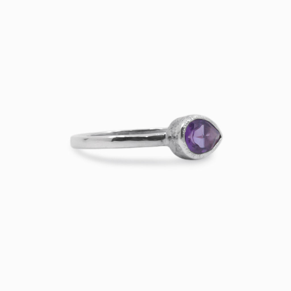 faceted tear Amethyst ring
