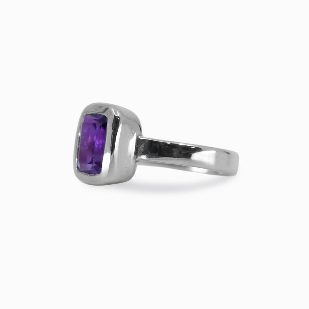 rectangle faceted Amethyst ring