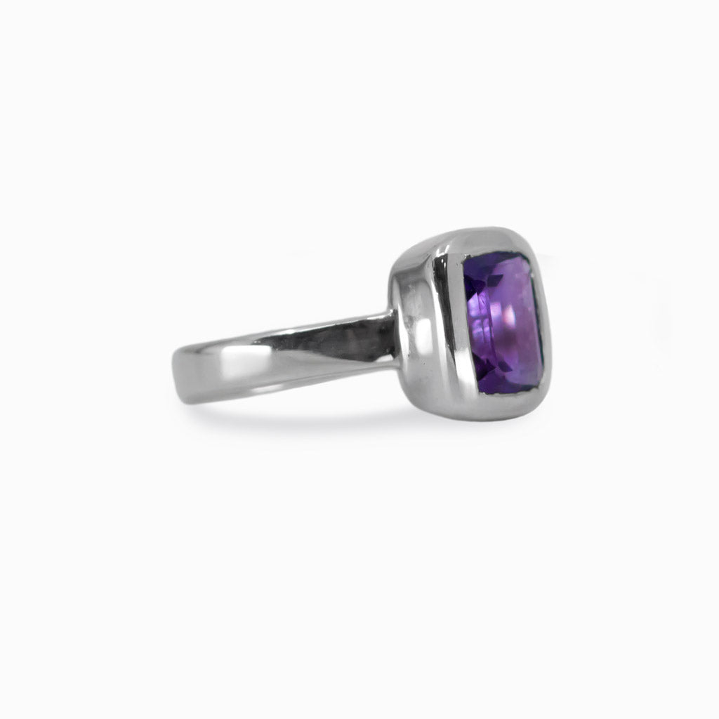 rectangle faceted Amethyst ring
