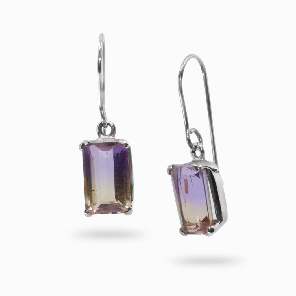 Rectangle Faceted Ametrine Drop Earrings - Melody Collection