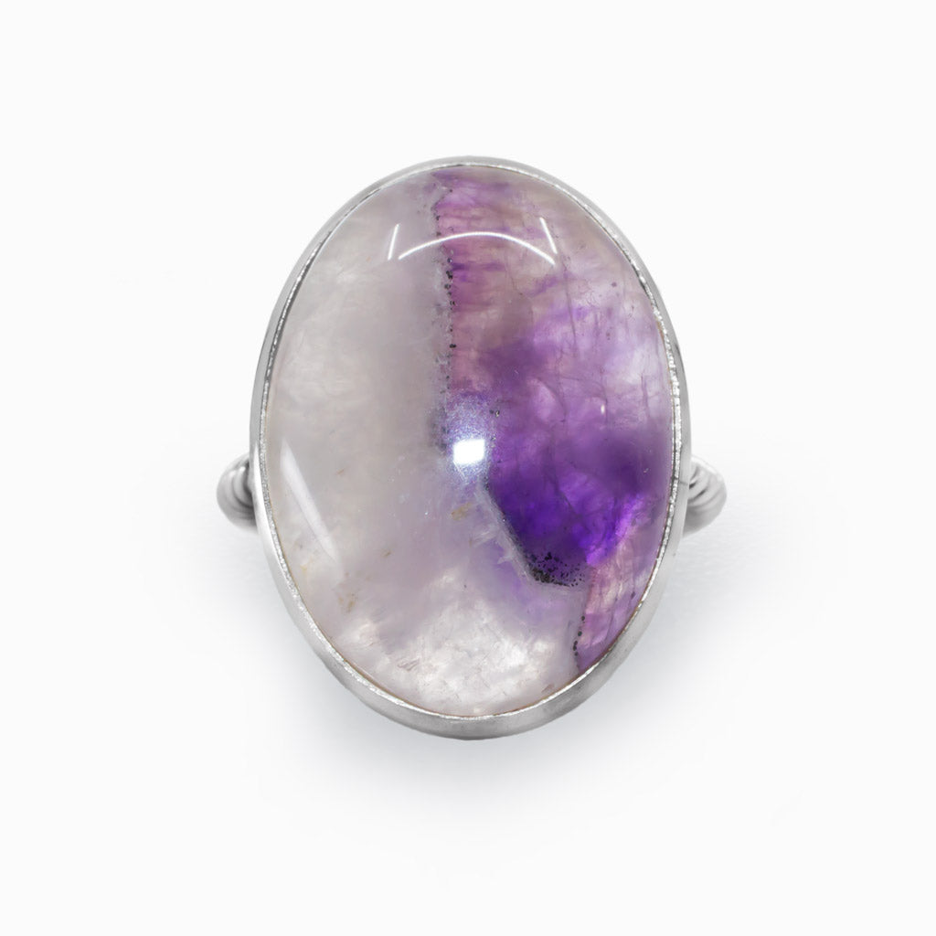 White Purple Chevron Amethyst Ring Made in Earth