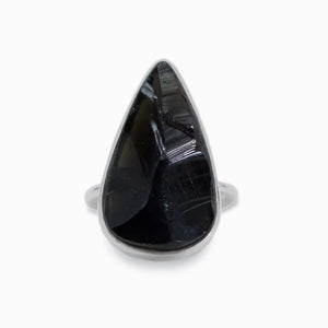 Apache Tear Obsidian Ring