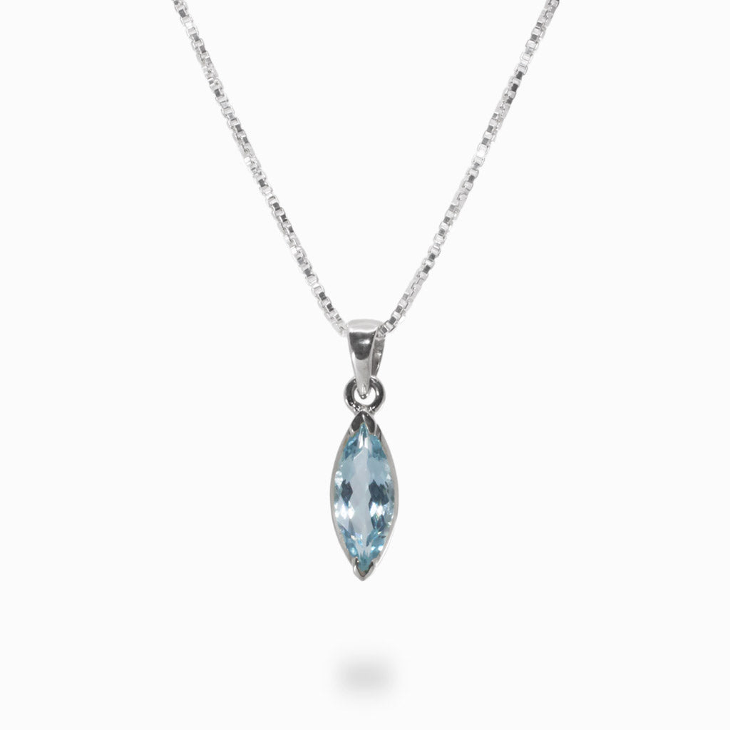 Light blue marquis faceted Aquamarine Necklace