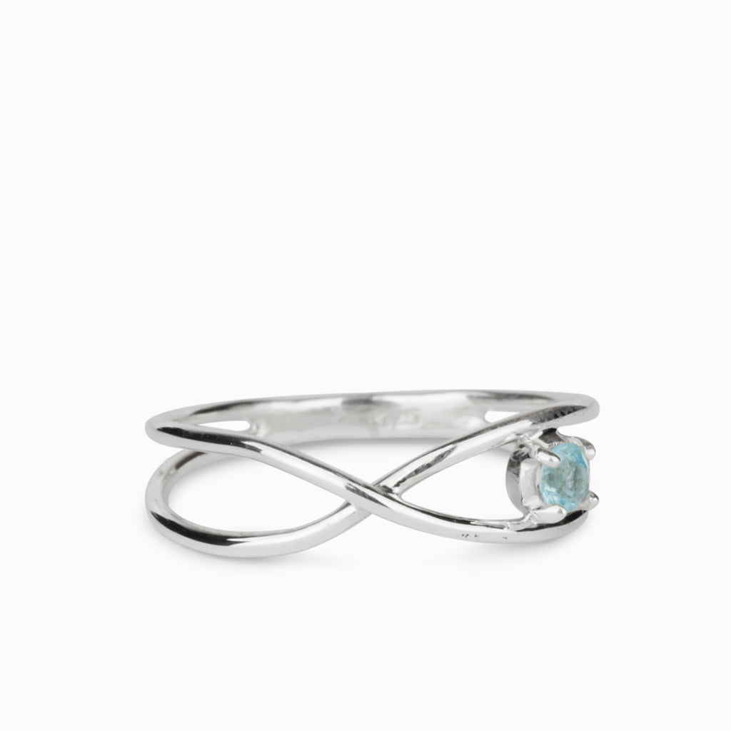 Blue Aquamarine Birthstone Ring Made in Earth