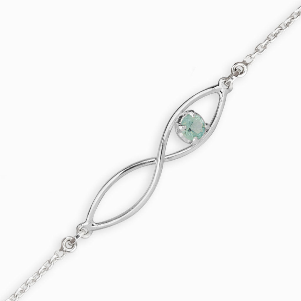 Aquamarine Infinity Birthstone Bracelet