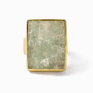 green Aquamarine Ring set in Gold Made in Earth