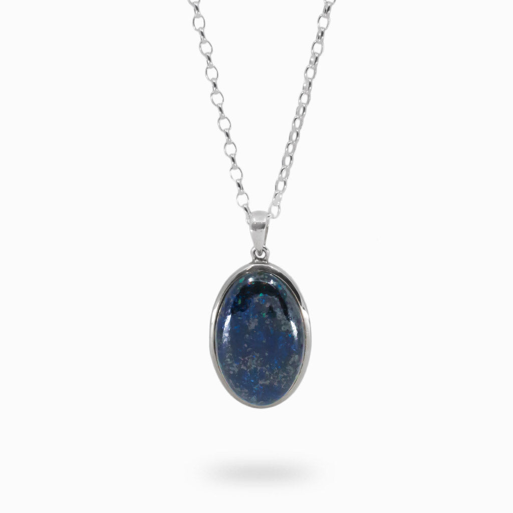 Dark Blue Oval Cabochon Azurite Necklace