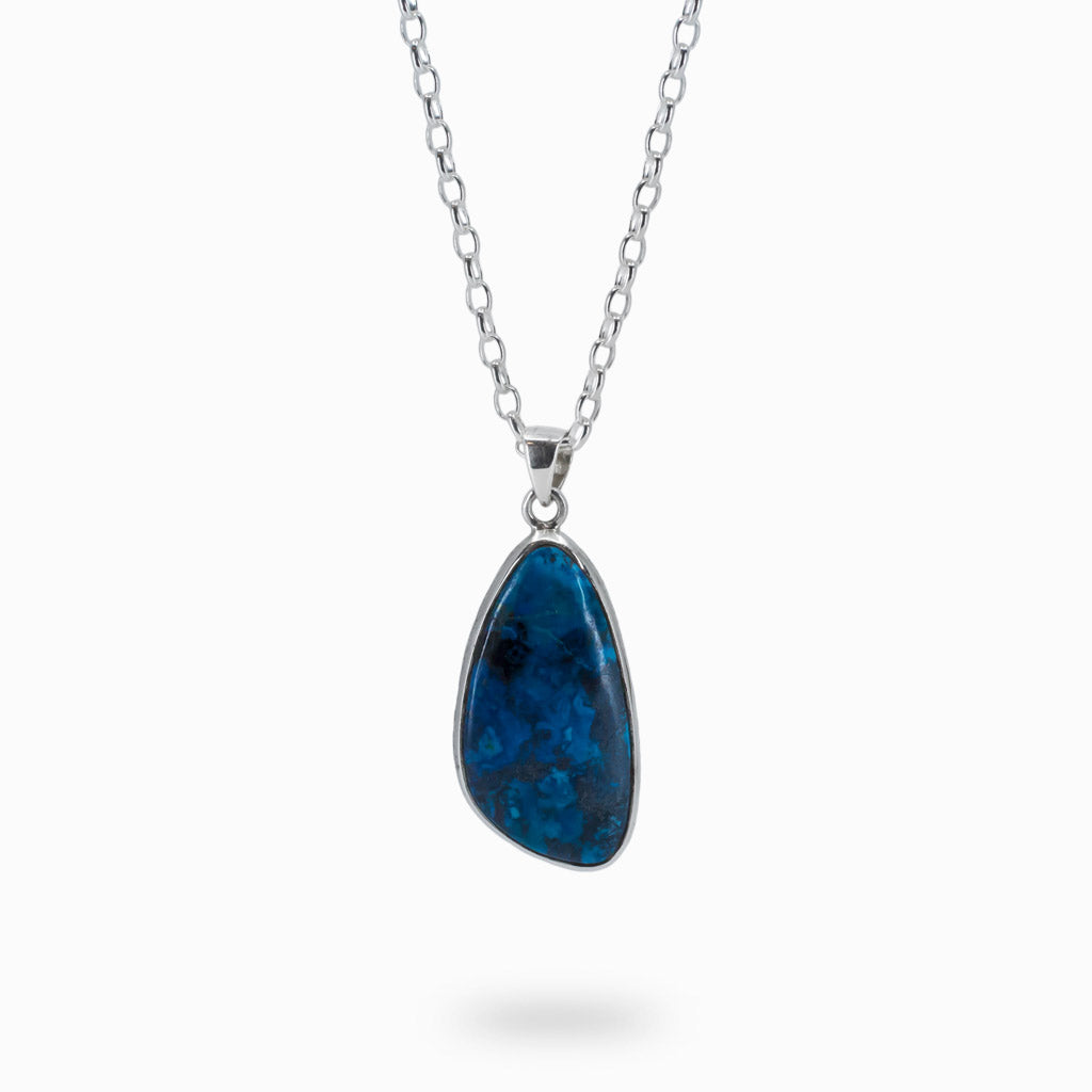 Blue Azurite Organic Cabochon Necklace