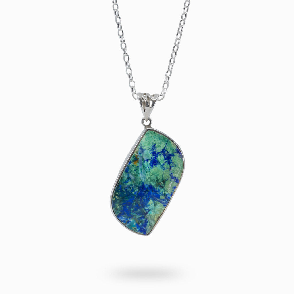 Blue-Green Azurite Turquoise Cabochon S-Shaped Necklace