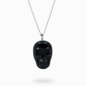 Black Obsidian skull necklace