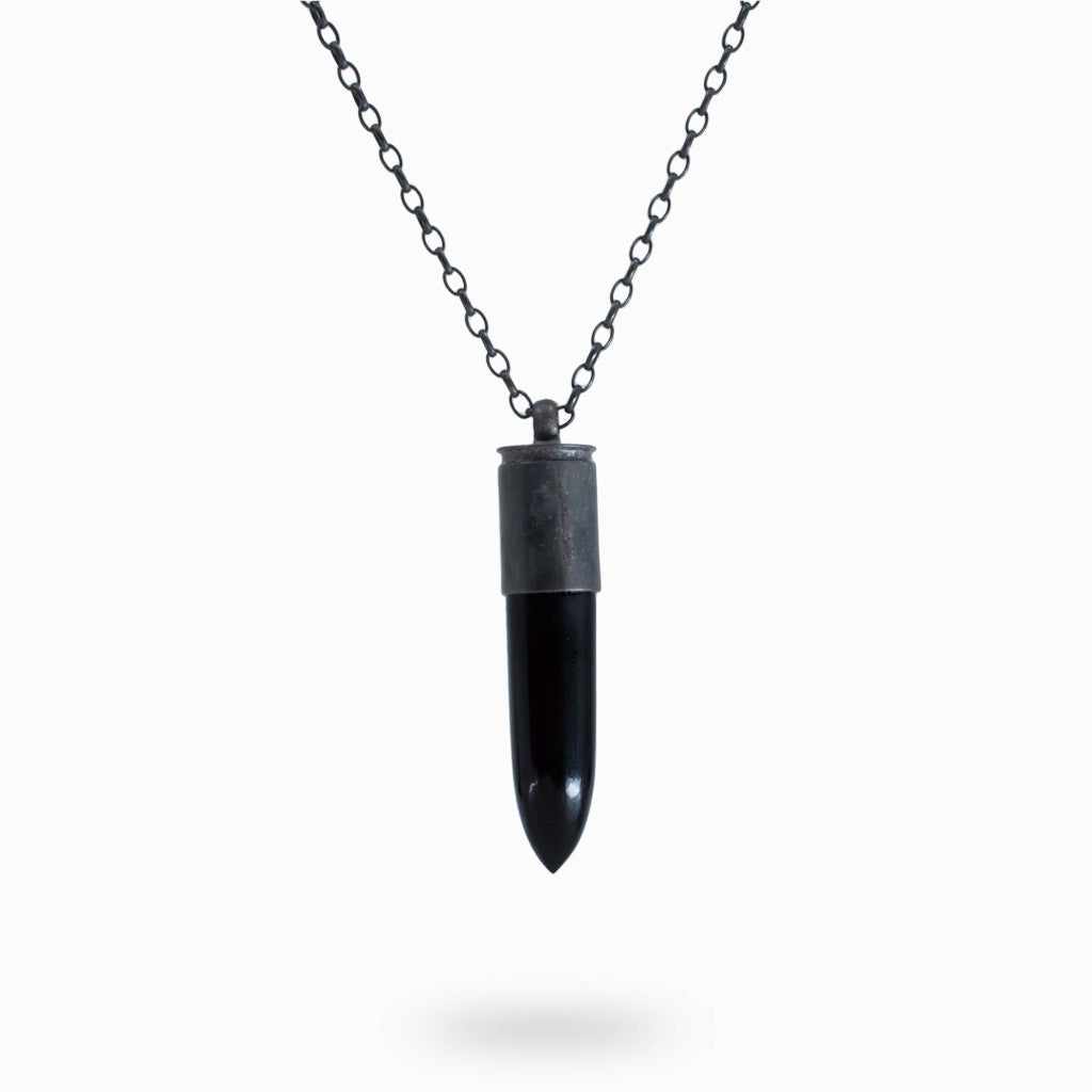 Cabochon bullet Black Obsidian Necklace
