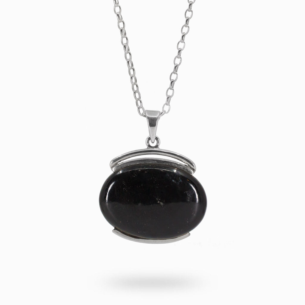 Oval Cabochon Black Tourmaline Necklace
