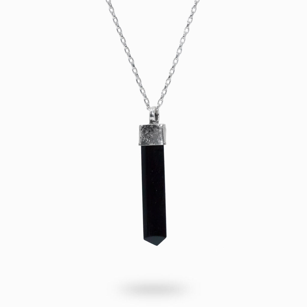 faceted pencil Black Tourmaline necklace