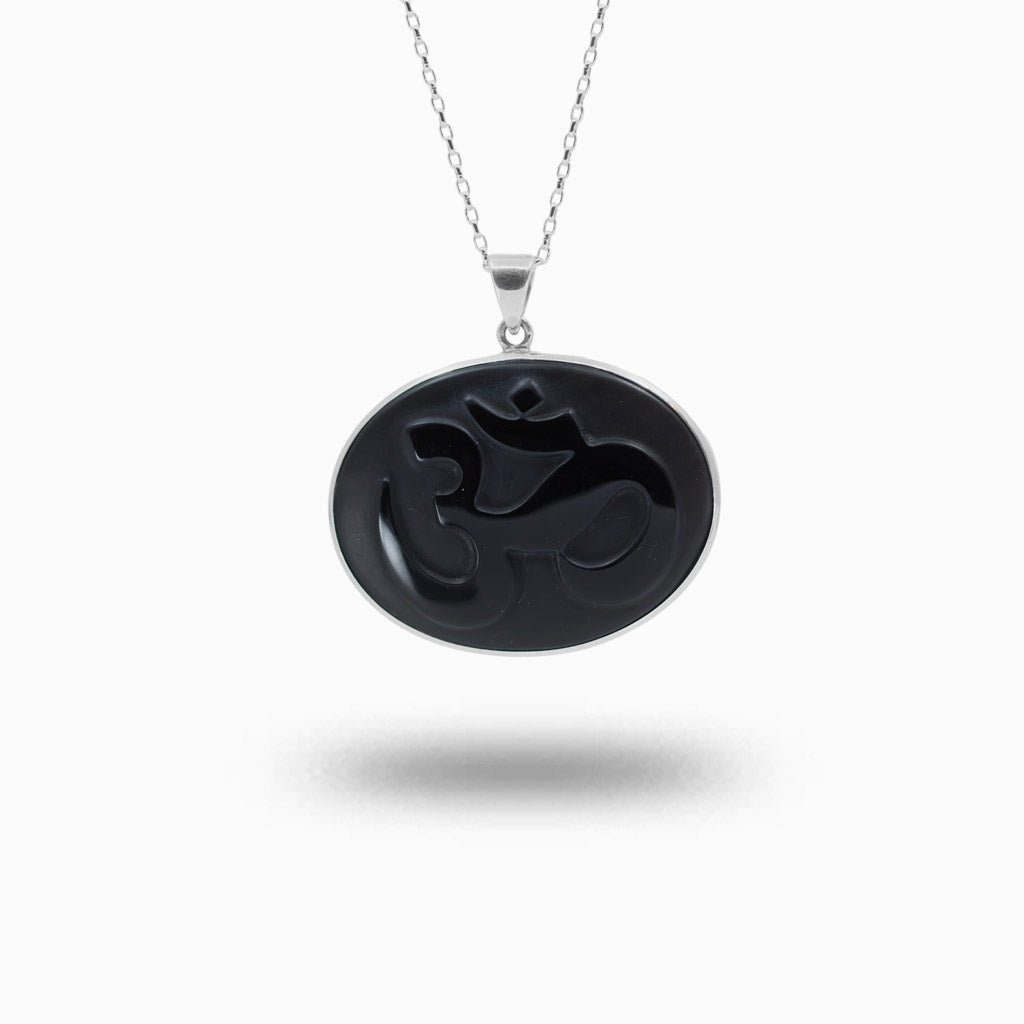 Cabochon Oval Obsidian necklace