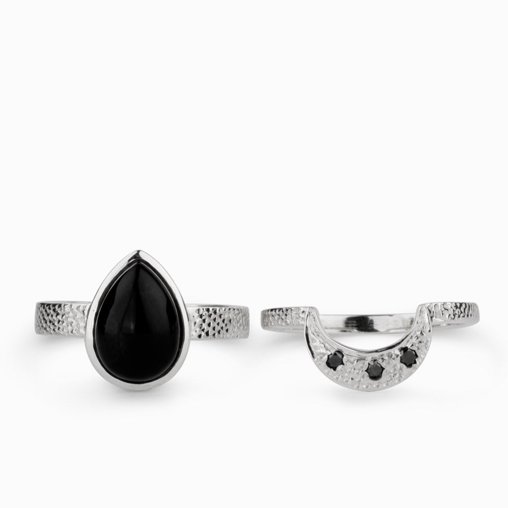 Onyx and Black Diamond Ring