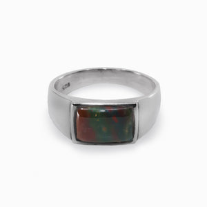 Red Green Blue Bloodstone Ring Made in Earth