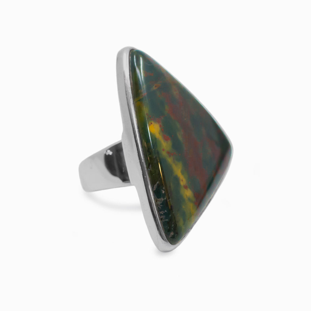 Cabochon Triangle Bloodstone ring