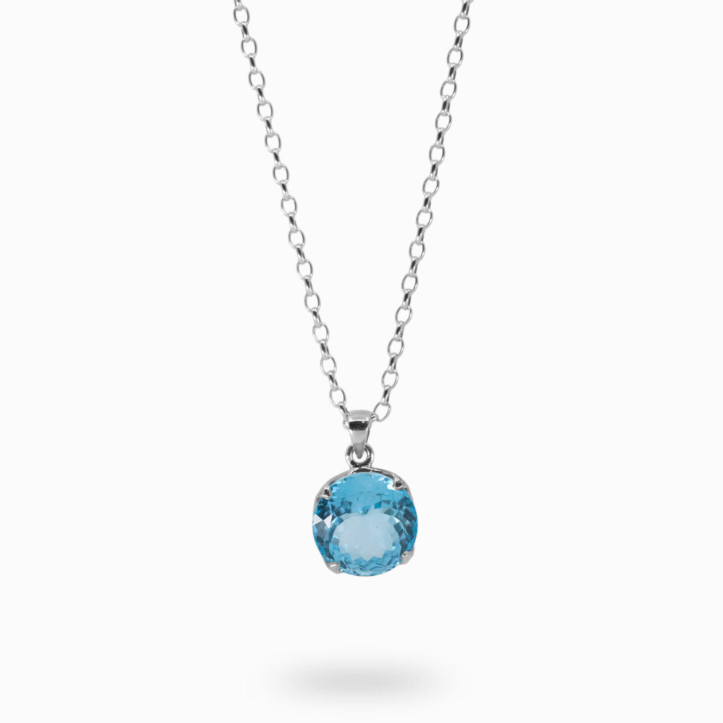 Faceted Round Blue Topaz necklace