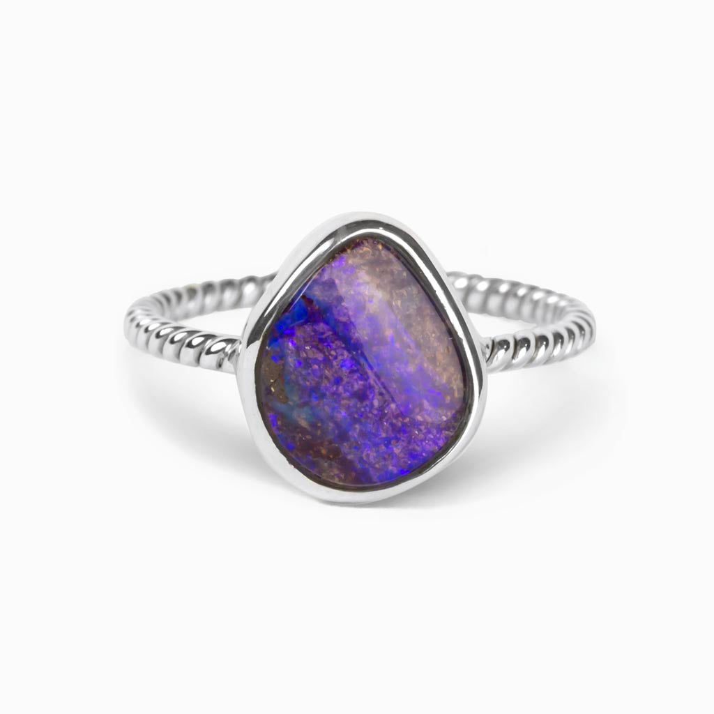 Boulder Opal Ring Purple Ring Made in Earth