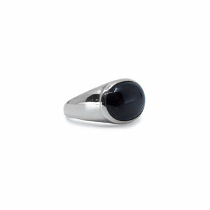 Cabochon Oval Black Star Diopside ring