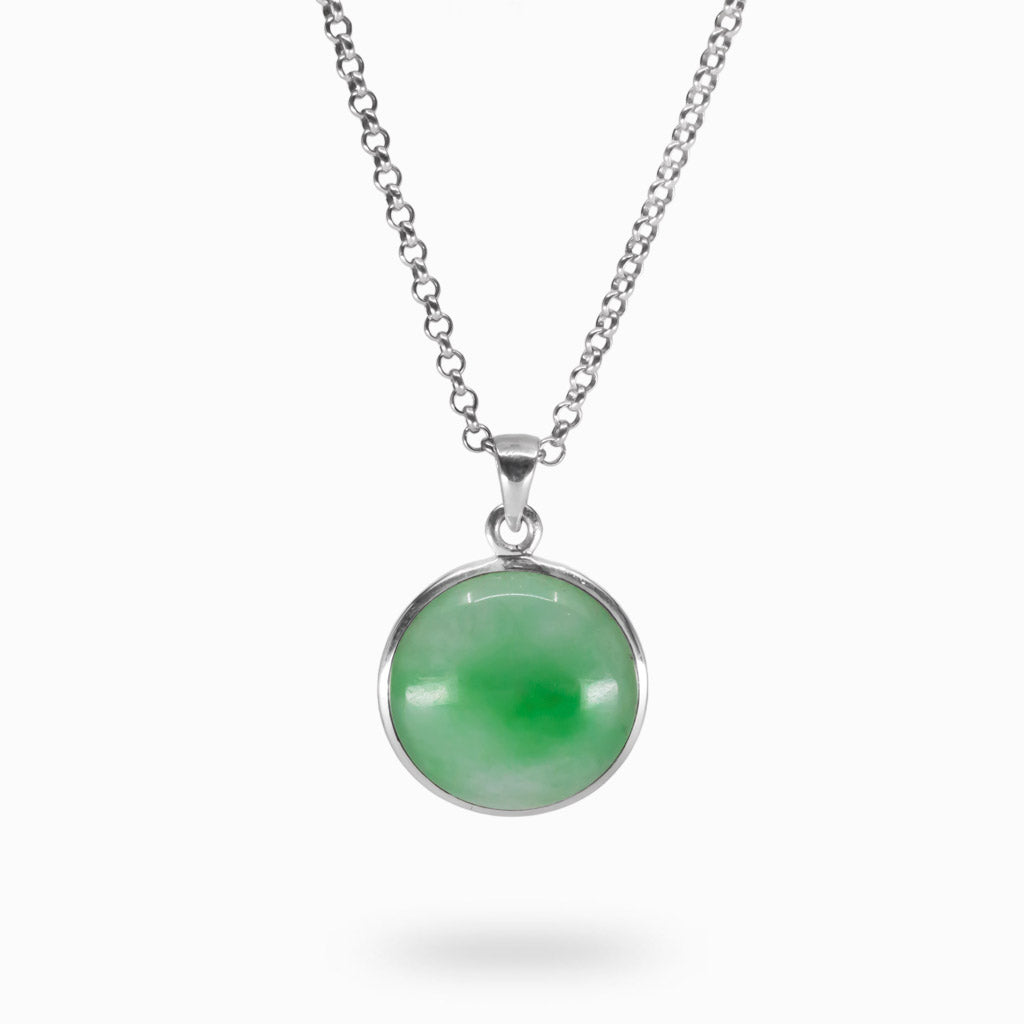 Green Round Cabochon Jadeite Necklace