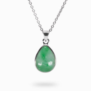Green Cabochon Teardrop Jadeite  Necklace