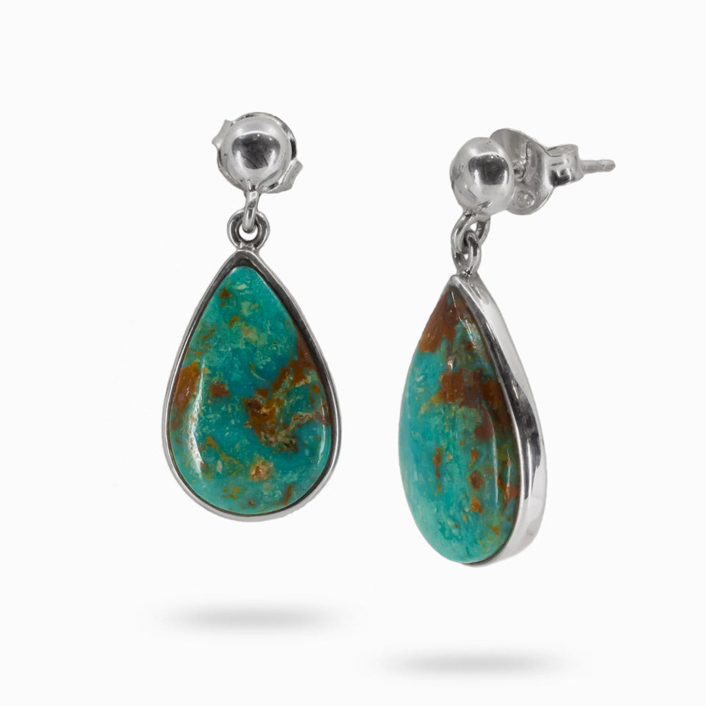 Campo Frio Turquoise Teardrop Drop Earrings in Sterling Silver Made In Earth