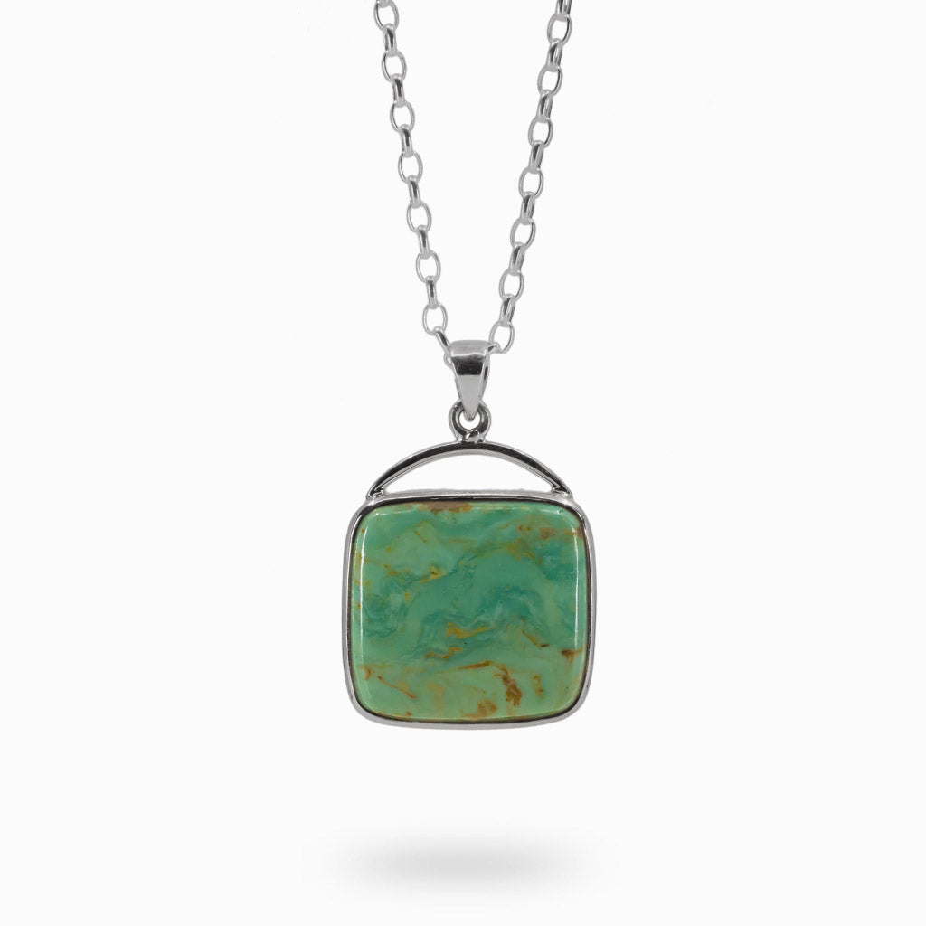 Campo Frio Turquoise Rectangle Necklace in Sterling Silver Made In Earth