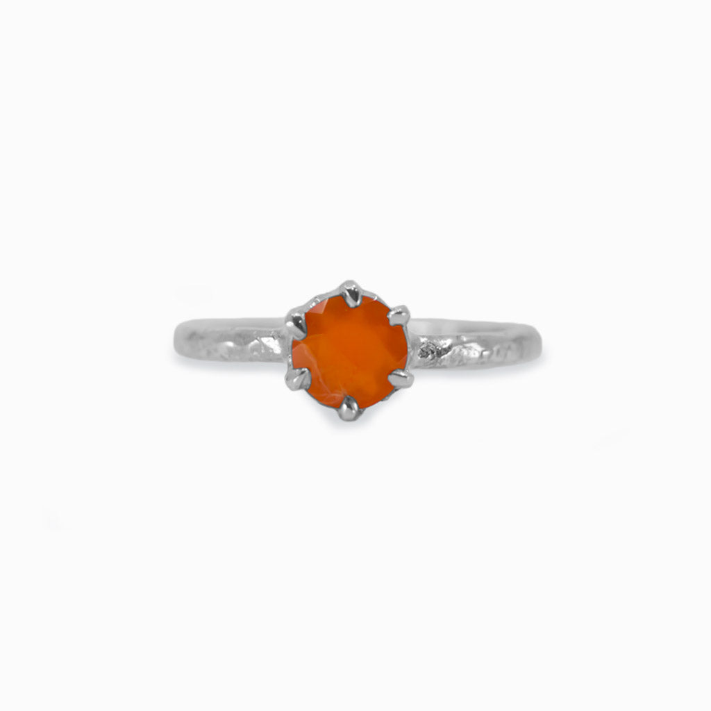 faceted round Carnelian ring