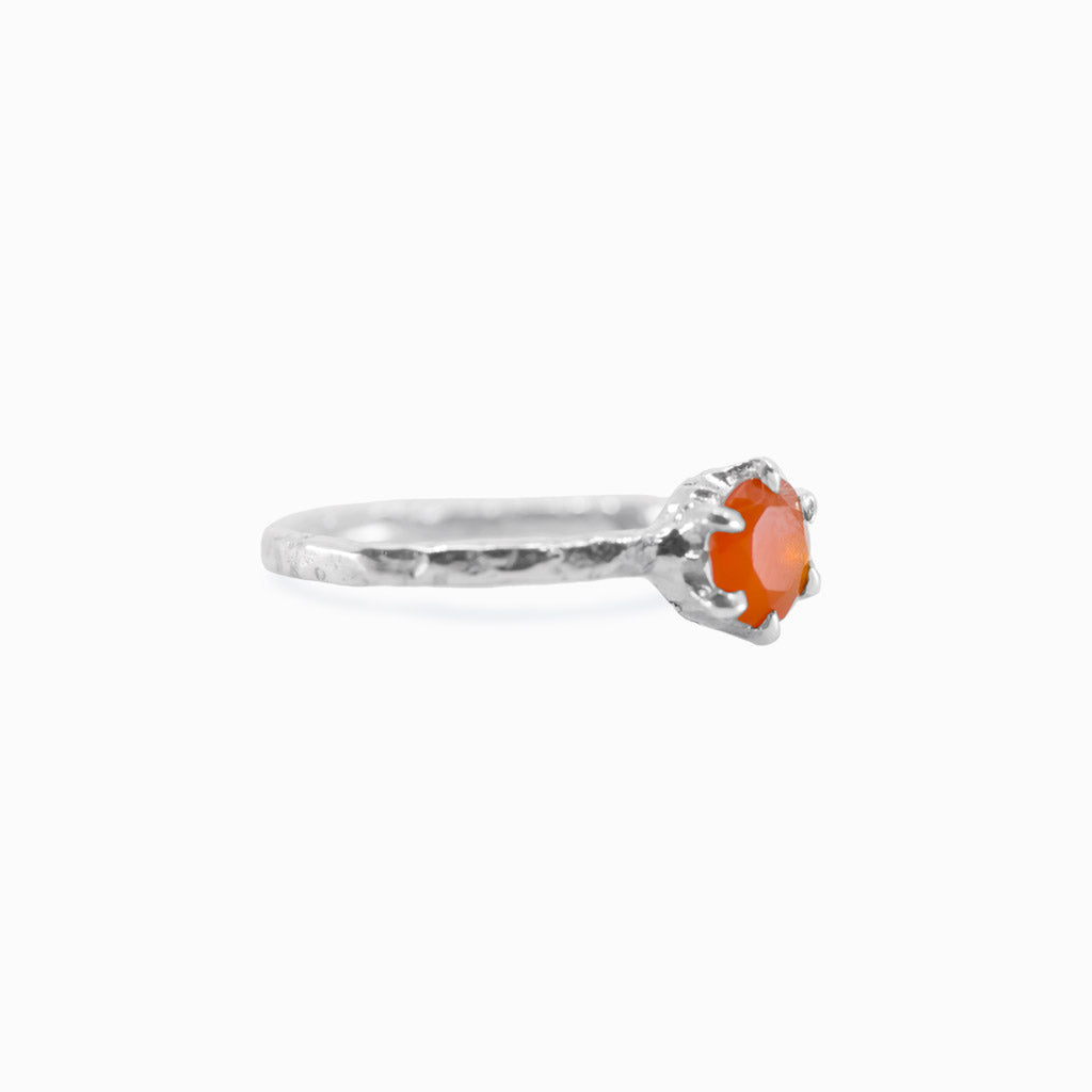 faceted round Carnelian ring