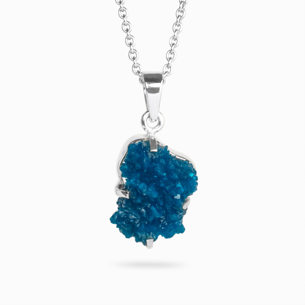 RAW ORGANIC SHAPED BLUE STERLING SILVER CAVANSITE NECKLACE