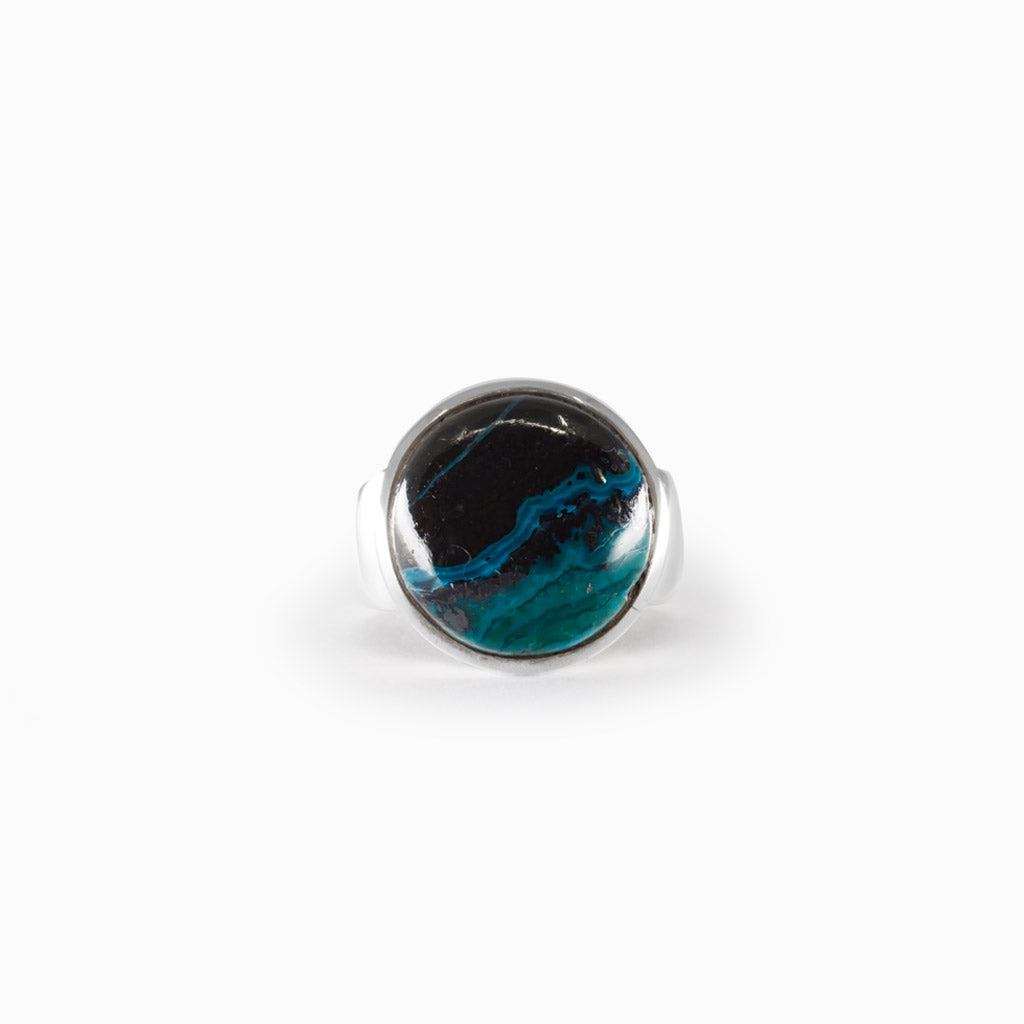 Black Blue Green Chrysocolla Malachite Ring Made in Earth