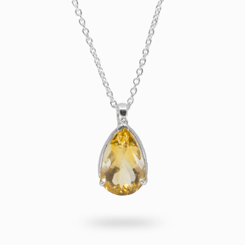 Yellow teardrop Citrine necklace made in earth