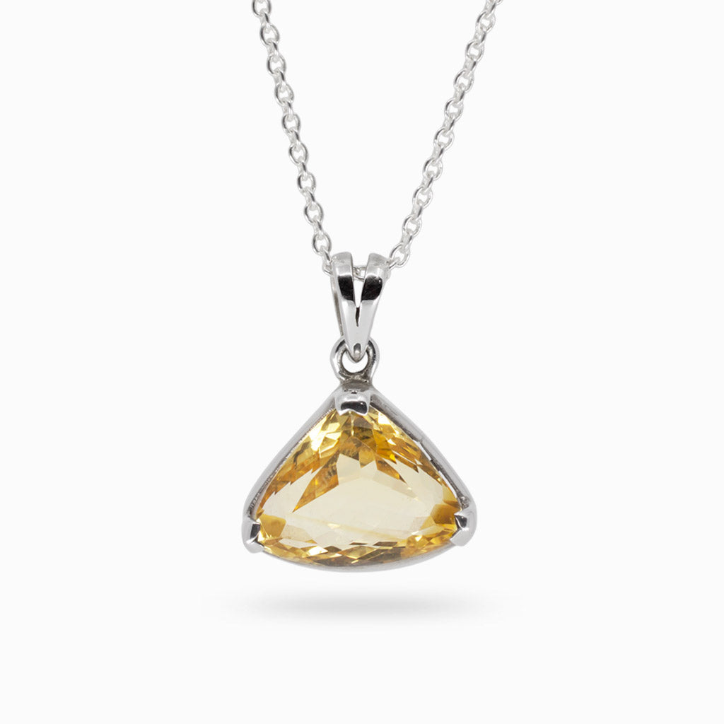 Yellow Rounded triangle Citrine necklace made in earth