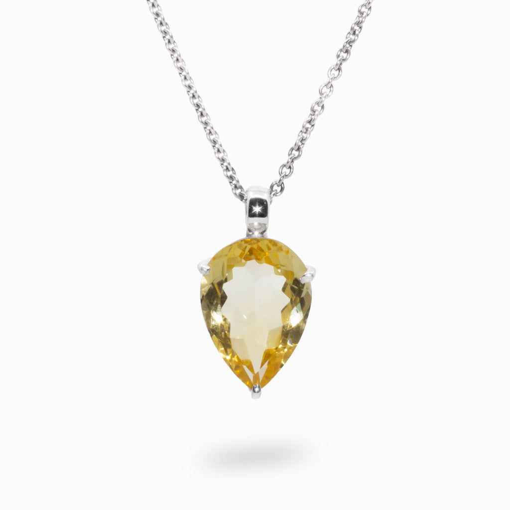 Yellow faceted reverse teardrop Citrine necklace made in earth