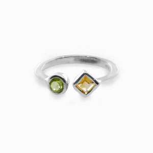 Yellow Citrine & Green Peridot Ring Made in Earth
