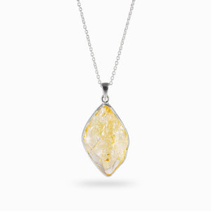 Raw yellow white orange Citrine Necklace made in earth