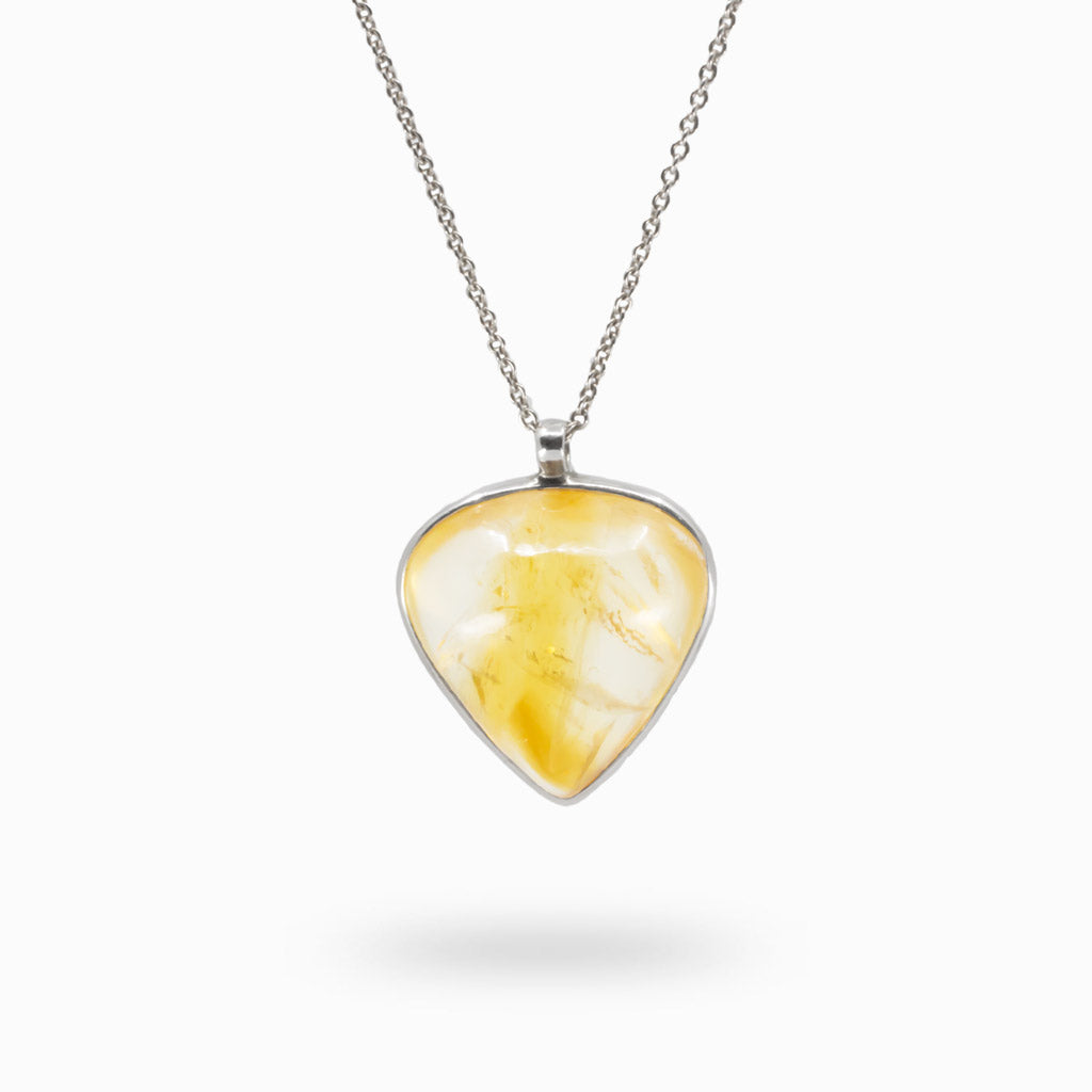 Yellow White reverse teardrop Citrine Necklace made in earth