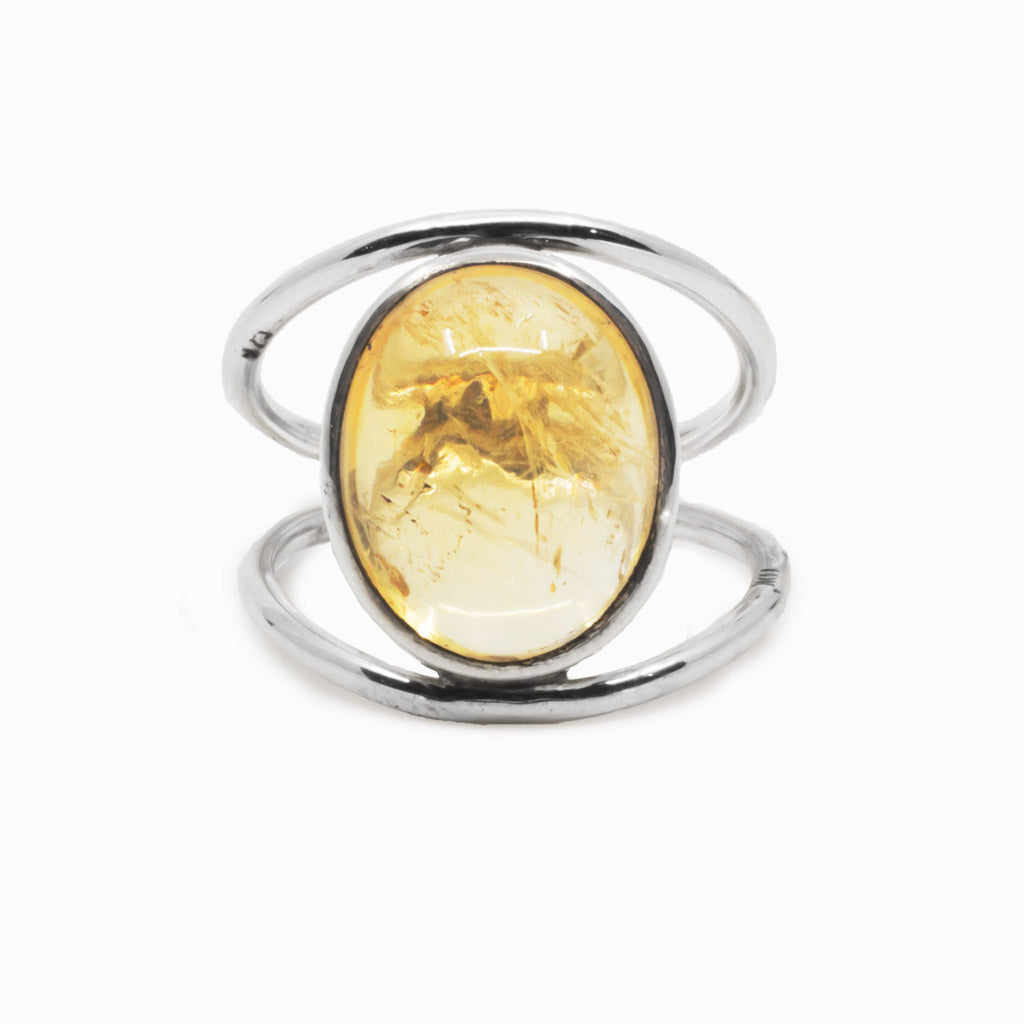 Yellow Citrine Cabochon Ring Made in Earth